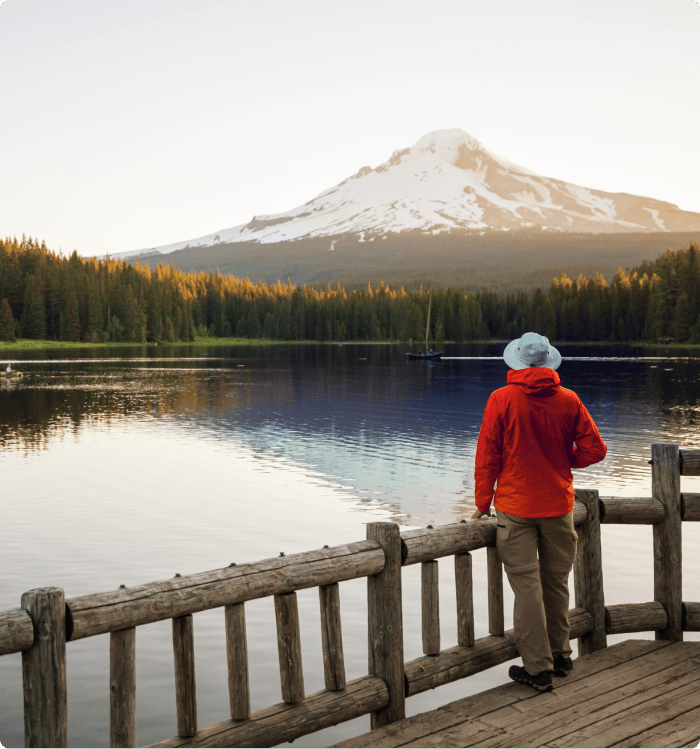 Resident visiting lake in Oregon