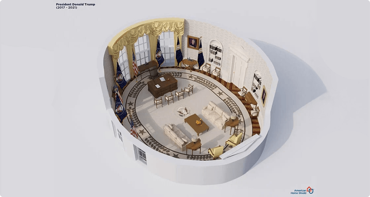 Rendering of Oval Office 2017 - 2021